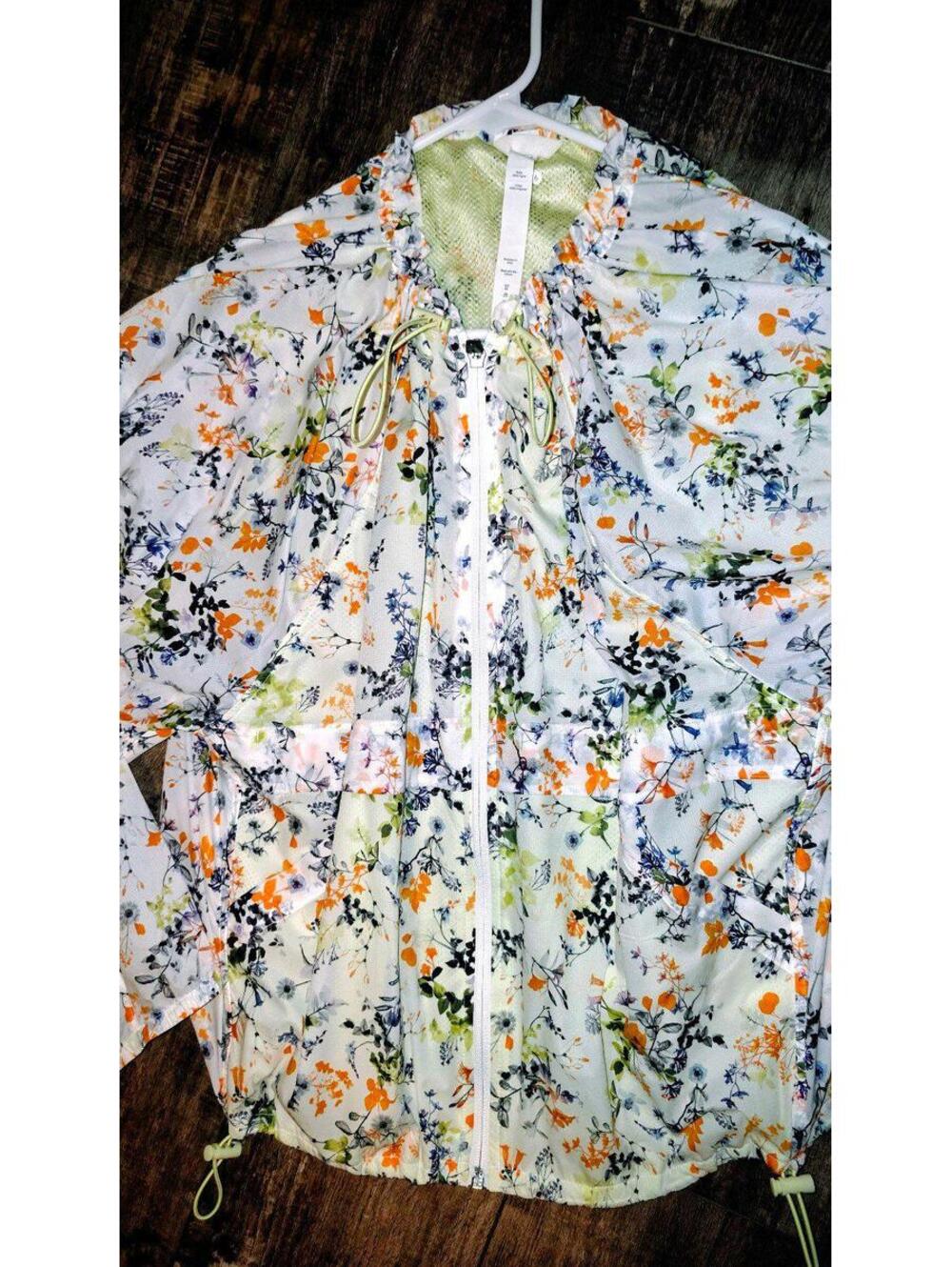Stori Rise In Bloom Floral Running Athletic Windbreaker Rain‎ Jacket Drawstring - Picture 2 of 9